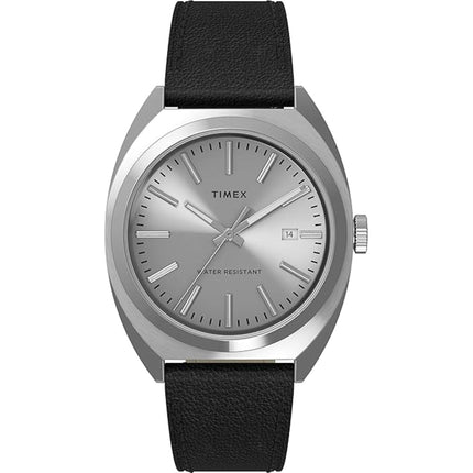 Timex Men's Watch - Milano Quartz Silver Dial Black Leather Strap Date | TW2U15900VQ ,