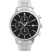 Timex Men's Watch - Chicago Chronograph Black Dial Silver Bracelet | TW2V01600VQ ,