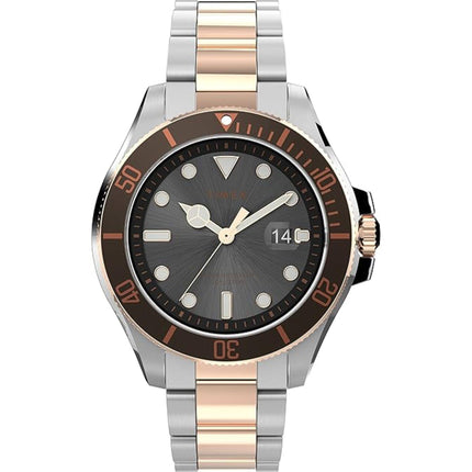 Timex Men's Watch - Harborside Coast Black Dial Two Tone Bracelet Date | TW2V42100VQ ,