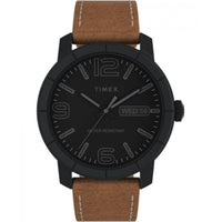 Timex Men's Watch - Quartz Black Dial Brown Leather Strap Date-Day | TW2W44600JT ,
