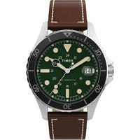 Timex Men's Watch - Automatic Green Dial Brown Leather Strap Date | TWH6Z5710VQ ,