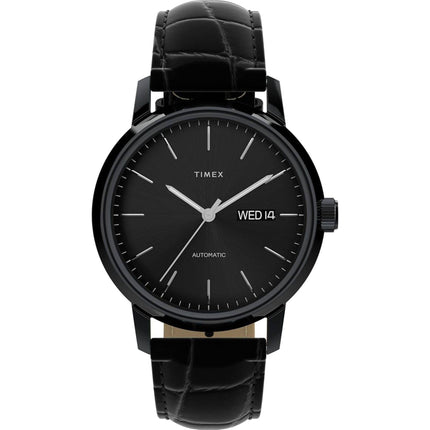 Timex Men's Watch - Marlin Automatic Black Dial Leather Strap Day-Date | TWH6Z9010VQ ,