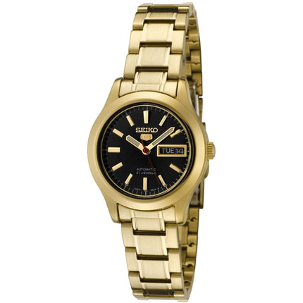 Seiko Women's Watch - 5 Automatic Black Dial Yellow Gold Bracelet | SYMD96K1 ,