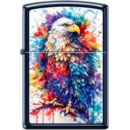Zippo Windproof Pocket Lighter - Multicolor Painted Eagle Navy Matte Metal | XC220 ,