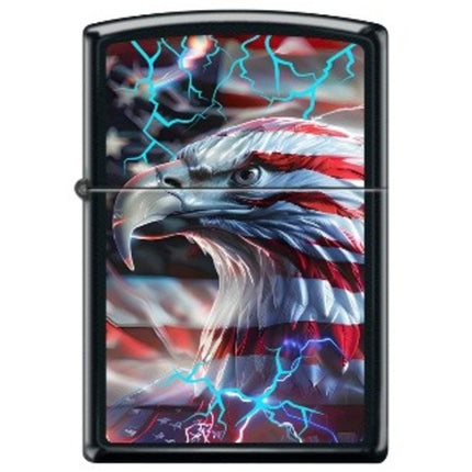 Zippo Windproof Pocket Lighter - Patriotic Eagle Black Matte Metal | XC316 ,