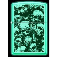 Zippo Windproof Pocket Lighter - Skulls 49193 Glow-In-The-Dark Metal | XC318 ,