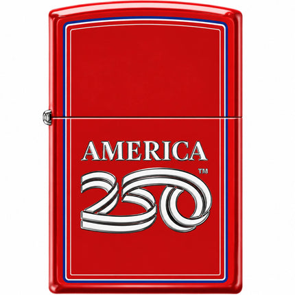 Zippo Windproof Pocket Lighter - America 250 Red Matte Metal | XC222 ,