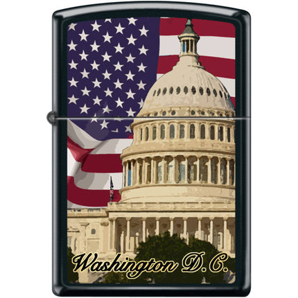Zippo Windproof Pocket Lighter - Washington DC Design Black Matte Metal | XC346 ,