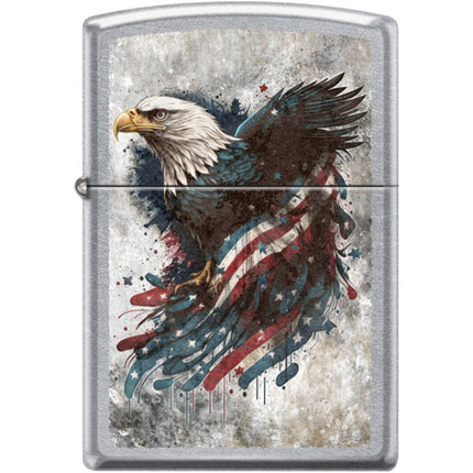 Zippo Windproof Pocket Lighter - Distressed Eagle Street Chrome Metal | XC351 ,