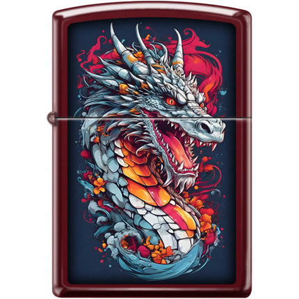 Zippo Windproof Pocket Lighter - Colorful Dragon Design Black Matte Metal | XC353 ,