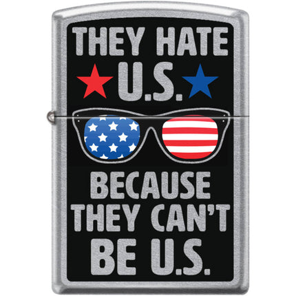 Zippo Windproof Pocket Lighter - They Hate US Street Chrome Metal | XC354 ,