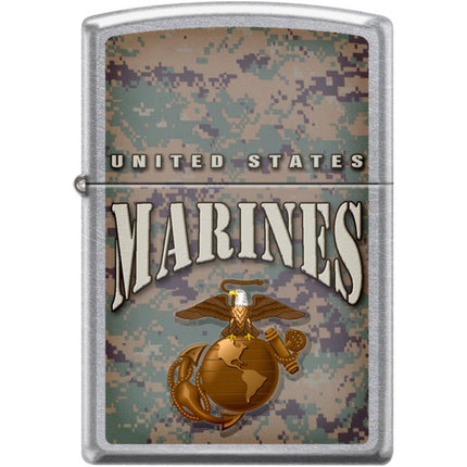 Zippo Windproof Pocket Lighter - USMC Street Chrome Metal | XC362 ,