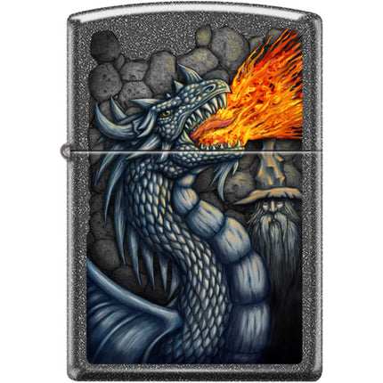 Zippo Windproof Pocket Lighter - Fiery Dragon Design Iron Stone Metal | XC363 ,