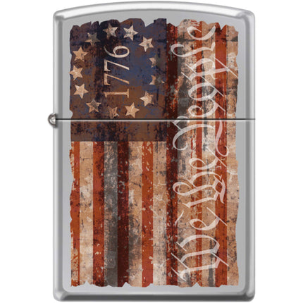 Zippo Windproof Pocket Lighter - Americana Design High Polish Chrome Metal | XC364 ,
