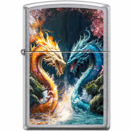 Zippo Windproof Pocket Lighter - Dragon Battle Street Chrome Metal | XC365 ,