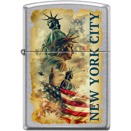 Zippo Windproof Pocket Lighter - New York City Design Street Chrome Metal | XC367 ,