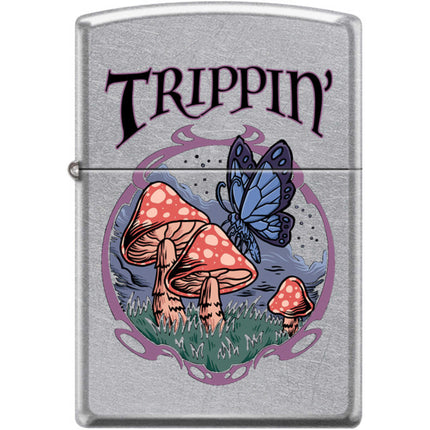 Zippo Windproof Pocket Lighter - Trippin Mushroom Street Chrome Metal | XC372 ,