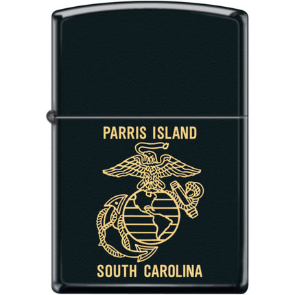 Zippo Windproof Pocket Lighter - Usmc Parris Island Black Matte Metal | XC374 ,