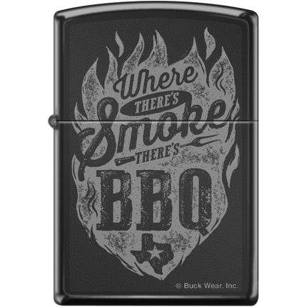 Zippo Windproof Lighter - Buck Wear BWNW Where Theres Smoke High Polish Black | XC378 ,