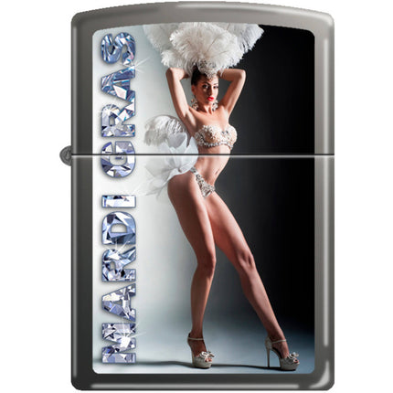 Zippo Windproof Pocket Lighter - Mardi Gras Show Girl Black Ice Metal | XC391 ,