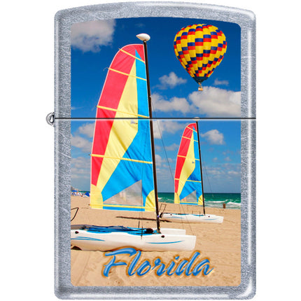 Zippo Windproof Pocket Lighter - Florida Beach Sports Street Chrome Metal | XC392 ,