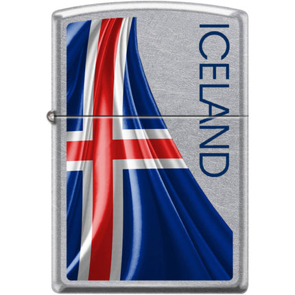 Zippo Windproof Pocket Lighter - Iceland Flag Design Street Chrome Metal | XC395 ,