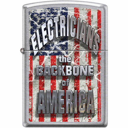 Zippo Windproof Pocket Lighter - Electrician Design Street Chrome Metal | XC399 ,