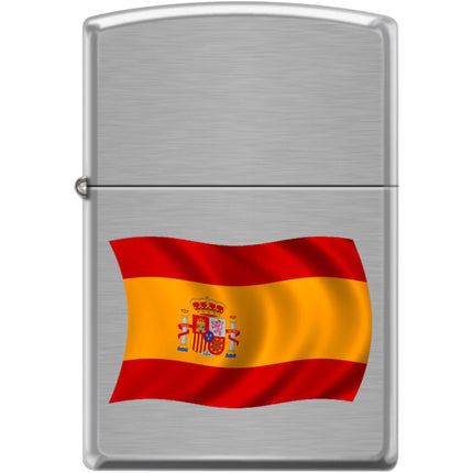Zippo Windproof Pocket Lighter - Flag Of Spain Brushed Chrome Metal | XC402 ,