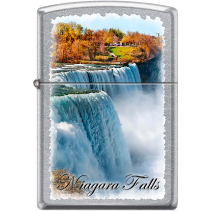 Zippo Windproof Pocket Lighter - Niagra Falls Street Chrome Metal | XC408 ,