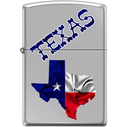 Zippo Windproof Pocket Lighter - Texas Flag Map High Polish Chrome Metal | XC409 ,