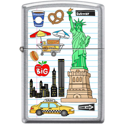 Zippo Windproof Pocket Lighter - New York Collage Street Chrome Metal | XC410 ,