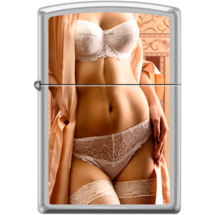 Zippo Windproof Pocket Lighter - Lady In Waiting Satin Chrome Metal | XC422 ,