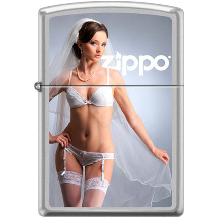 Zippo Windproof Pocket Lighter - I'm Ready Satin Chrome Metal | XC428 ,