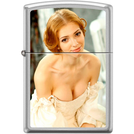 Zippo Windproof Pocket Lighter - A Natural Temptation Satin Chrome Metal | XC429 ,