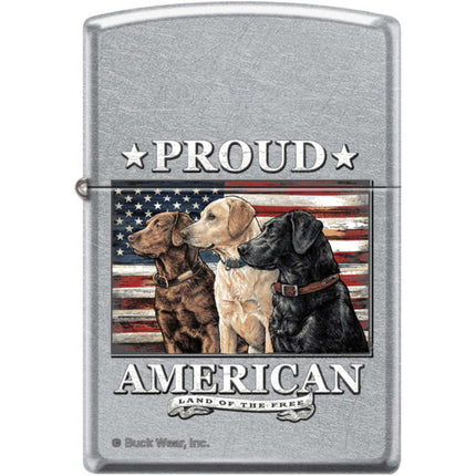 Zippo Windproof Pocket Lighter - Buck Wear Proud Dogs Street Chrome Metal | XC435 ,