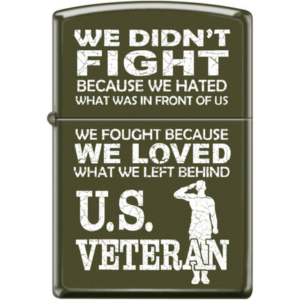 Zippo Windproof Pocket Lighter - US Veteran Design Green Matte Metal | XC440 ,
