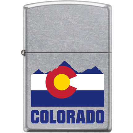 Zippo Windproof Pocket Lighter - Colorado Mountain Flag Street Chrome Metal | XC446 ,