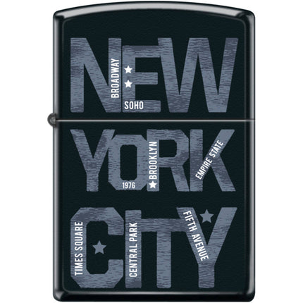 Zippo Windproof Pocket Lighter - New York Vintage Typography Black Matte Metal | XC471 ,