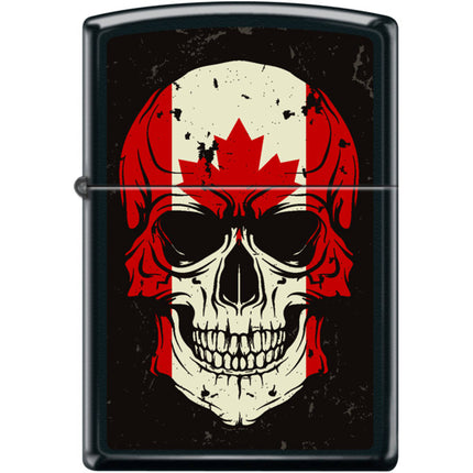 Zippo Windproof Pocket Lighter - Canadian Leaf Skull Black Matte Metal | XC473 ,