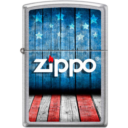 Zippo Windproof Pocket Lighter - USA Stage Zippo Logo Street Chrome Metal | XC479 ,