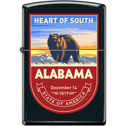 Zippo Windproof Pocket Lighter - Alabama Heart of South Black Matte Metal | XC491 ,