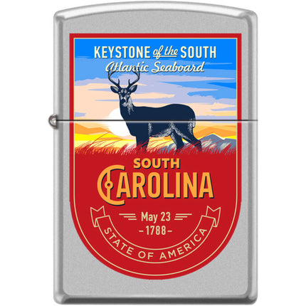 Zippo Windproof Pocket Lighter - South Carolina State Emblem Satin Chrome | XC492 ,