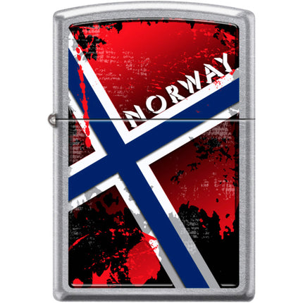 Zippo Windproof Pocket Lighter - Norway Flag Street Chrome Metal | XC494 ,