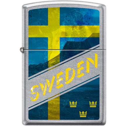 Zippo Windproof Pocket Lighter - Sweden Flag Street Chrome Metal | XC495 ,