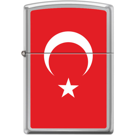 Zippo Windproof Pocket Lighter - Flag Of Turkey High Polish Chrome Metal | XC503 ,