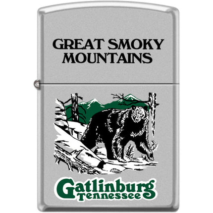 Zippo Windproof Pocket Lighter - Great Smoky Mountains Gatlinburg Satin Chrome | XC510 ,