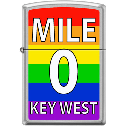Zippo Windproof Pocket Lighter - Mile 0/Key West Satin Chrome Metal | XC517 ,