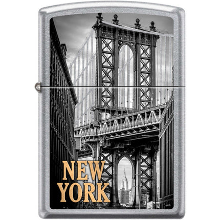 Zippo Windproof Pocket Lighter - Manhattan Bridge Design Street Chrome Metal | XC519 ,