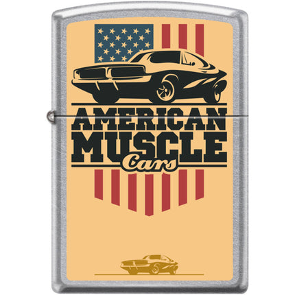 Zippo Windproof Pocket Lighter - American Muscle Cars Street Chrome Metal | XC521 ,