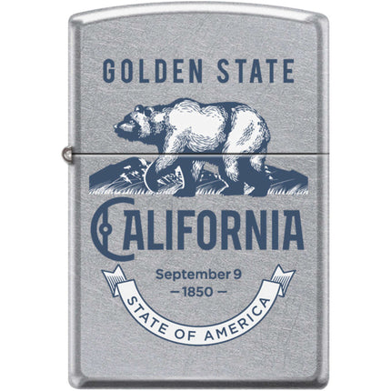 Zippo Windproof Pocket Lighter - California Golden State Street Chrome Metal | XC523 ,